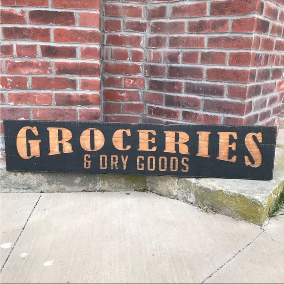 Hand Crafted Other - Large Vintage Style wooden Groceries & Dry Goods Sign